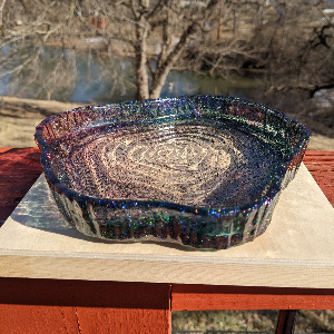 Sparkly Geode Tray Large Handmade Resin Holographic Teal Purple Home Decor